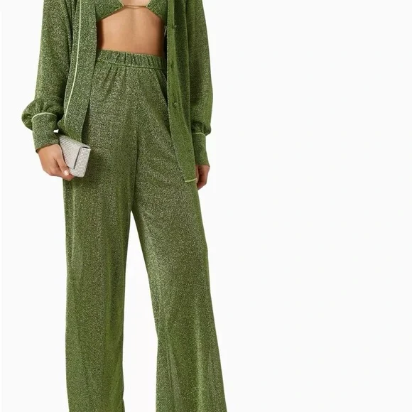 Oserée Lumière Olive-Green Wide-Leg Lounge Pants - Picture 14 of 15